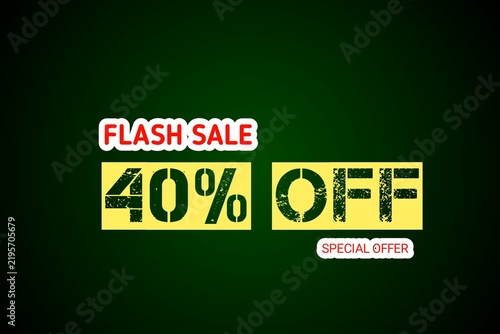 40% Flash Sale promotional sticker template. Flash Sales banner template design for social media and website. Sale promotion and advertising banner. Flash sale 40% off with discount 