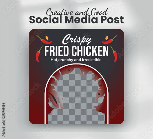 Crispy fried chicken fast food restaurant promotion banner template
