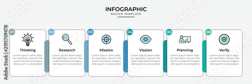 Six Step Business Strategy Infographic Template with Mission Vision and Planning