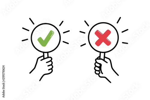 Correct and Wrong Checkmark Cross Mark Decision Vector Set