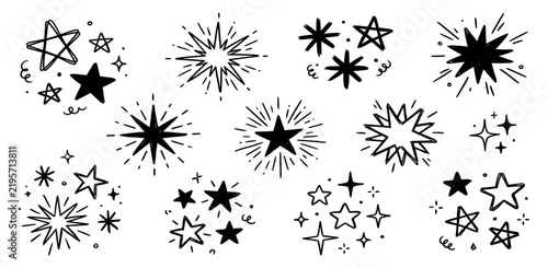 sparkle star icon set. decorative magic twinkle elements for graphic design and celebration layout