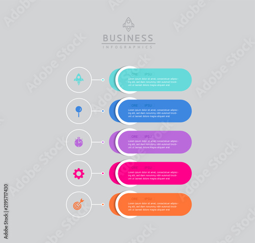 Vector infographic template showing steps or processes for business presentations and design creation.