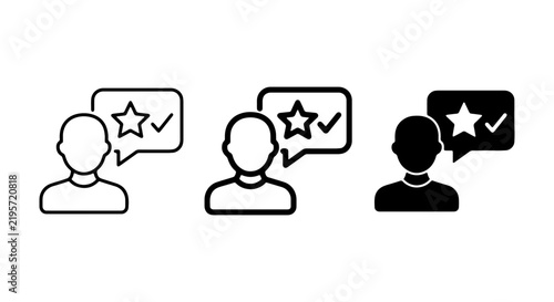 Customer Feedback Icons, User Review Symbols, Satisfaction Star Badges, Positive Opinion Vector Graphics