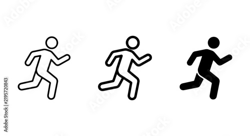 Running Man Icons Set: Silhouette, Outline, and Filled Styles for Fitness and Sport Graphics