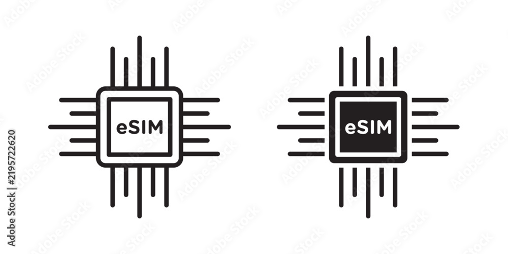 Obraz premium ESIM icon flat outline in black