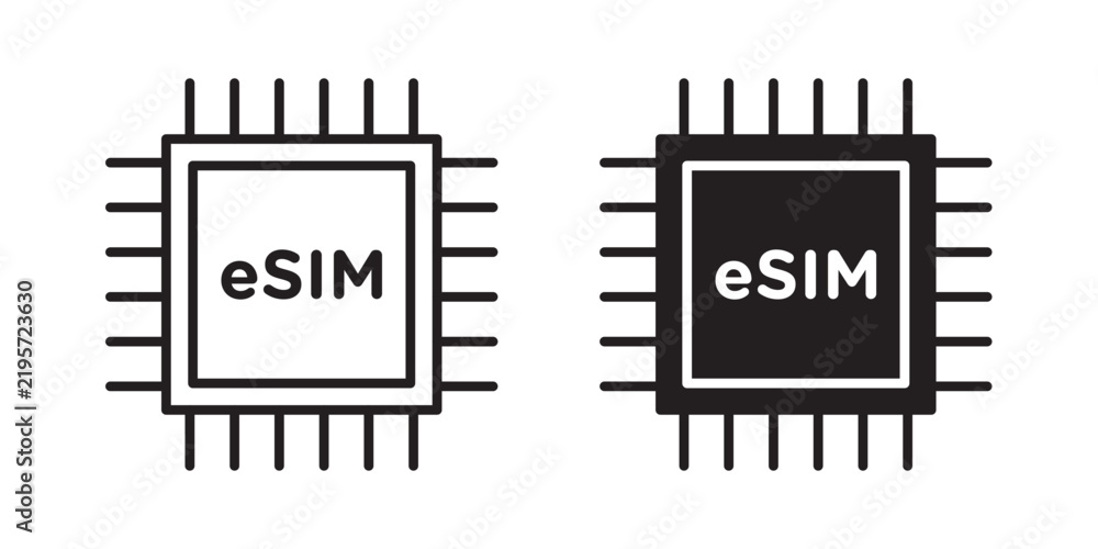 Obraz premium ESIM icon flat outline in black