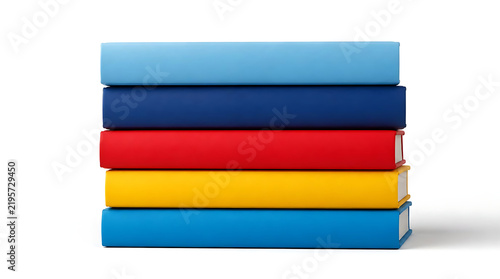 Stack of colorful blank books isolated on a white background.