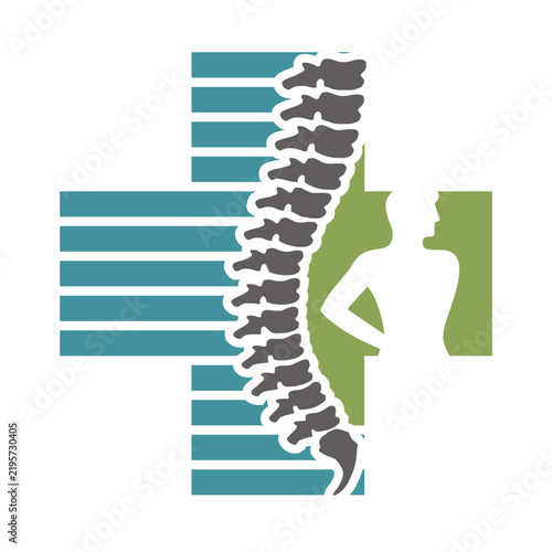 chiropractic logo design template. Human spine symbol for medical logo design vector.