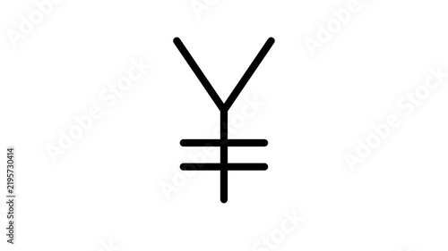 Animated Japanese Yen and Chinese Yuan Sign Icon Motion Graphic Loop with Alpha Channel