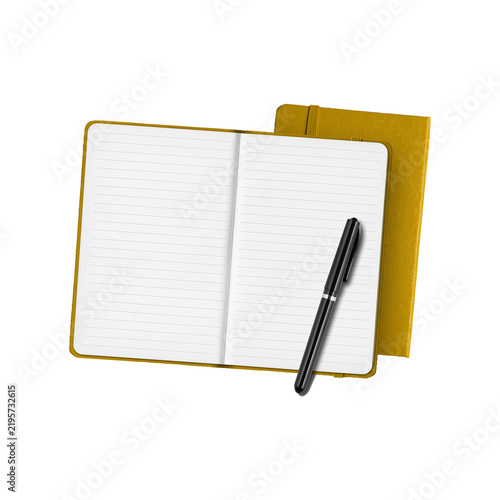 notebook and pen gold color