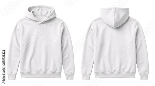 Foto Front and back view of a plain white hoodie with hood and solated on transparent