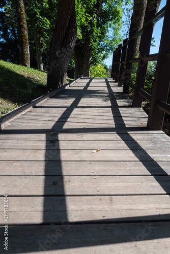 Sunlit Park Ramp Leading Through Trees.