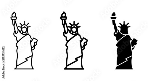Statue of Liberty Icons: Landmark Symbol, Freedom Emblem, American Icon, Travel Vector