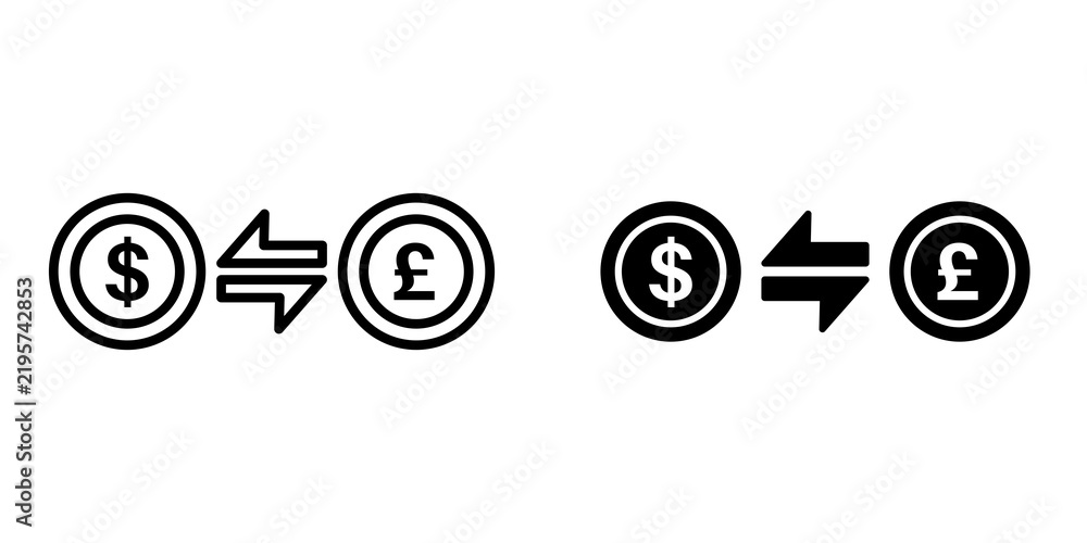 Obraz premium Exchange rate icon flat outline in black