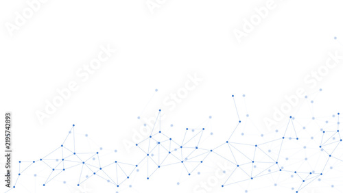 Technology Network Background with Connected Blue Dots and Lines, Digital Data Connection, Abstract Communication and Cyber Network Design