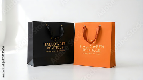 Black and orange halloween boutique paper shopping bags