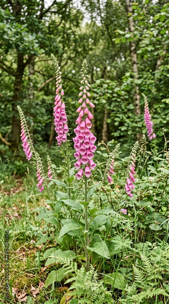 Fototapeta premium Foxglove blossoms glow with radiant tall pink delicate charm