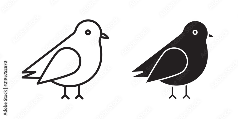 Fototapeta premium Bird icon flat outline in black