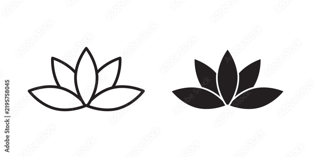 Fototapeta premium Lotus icon flat outline in black