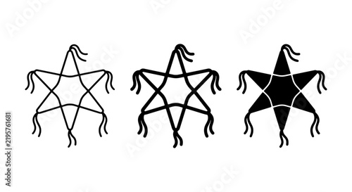 Star Piñata Icons, Festive Celebration Vector Graphics, Mexican Party Decoration Elements