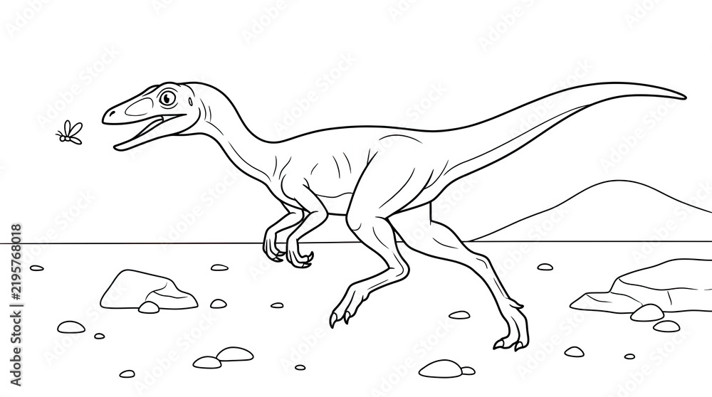 Obraz premium Compsognathus Chasing Insect Roc Gigapixel Art Scale Roc Gigapixel Art