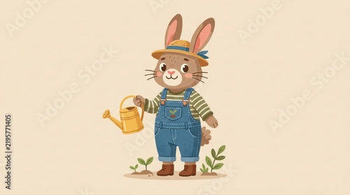 Cute Flat Vector Rabbit Illustration - Whimsical Animal Characters Graphic Set