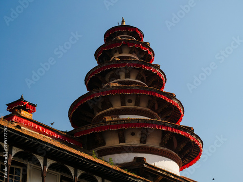 Fotografie Traditional pagoda architecture and multi-tiered roof details of historic temple