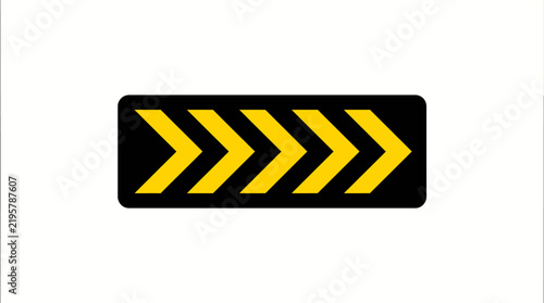 Black And Yellow Chevron Arrow Road Sign For Sharp Curve Direction Guidance