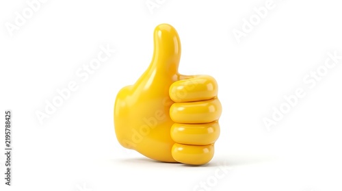 Yellow thumbs up emoji hand gesture isolated on a white background