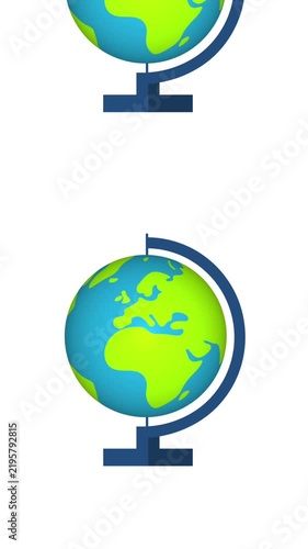 earth globe with white background animation video