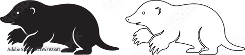 Minimalist mole vector icons, black silhouette and line art mole illustrations, underground animal wildlife graphics for nature branding isolated on Transparent Background