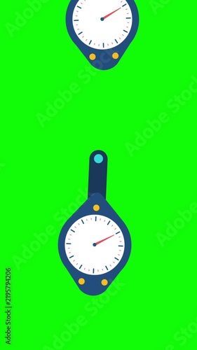 Countdown clock icon animation green screen
