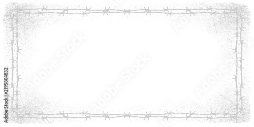 Rectangular frame made of barbed wire with a distressed grunge texture border