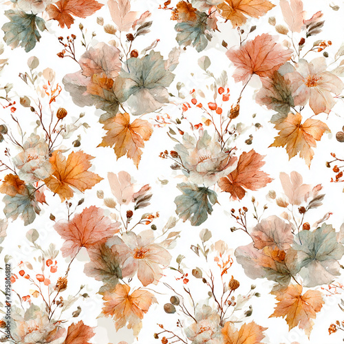 seamless pattern with autumn leaves