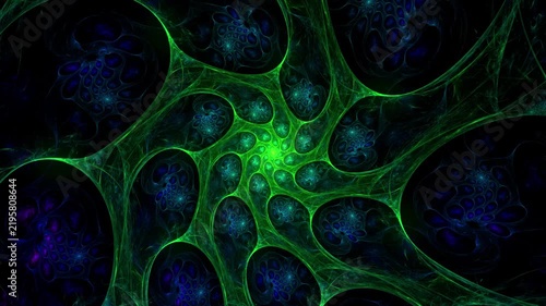 Abstract green-blue bacterial background with a morphing effect