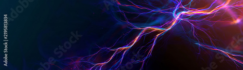 Neon light lines forming abstract technology background