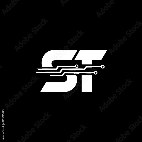 ST monogram logo design letter text name symbol monochrome logotype alphabet character simple logo