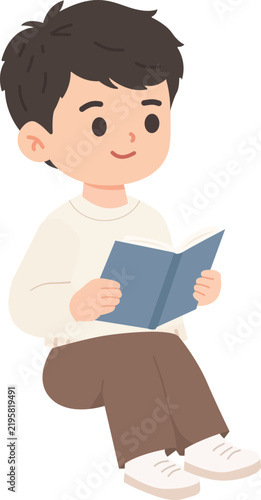 boy reading a book