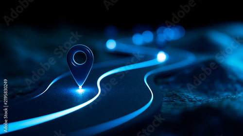 Digital Business Roadmap Concept with Glowing Strategic Path and Milestones