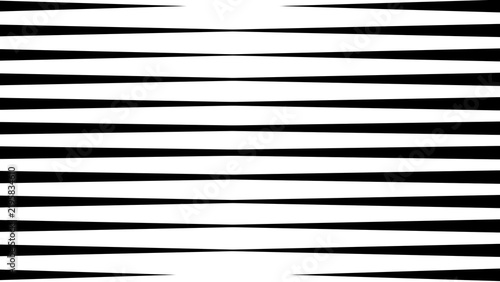 Fotografie Abstract black and white optical illusion background with tapering horizontal wave lines