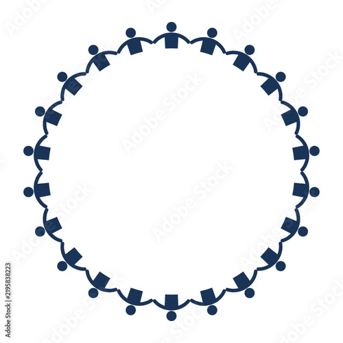 Community Connection Circle with Simple Human Figures Holding Hands