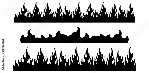 Fire Flame Border and Decorative Silhouette Collection