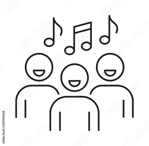 Singing Group Music Outline Vector Illustration
