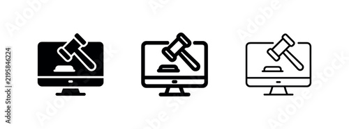 Фотография Online Legal Services and Digital Auction Gavel on Monitor Icons