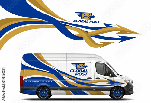 Delivery Van Wrap Decal Design Global Post Mail Service Template