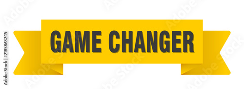 game changer yellow ribbon isolated on transparent background. game changer ribbon