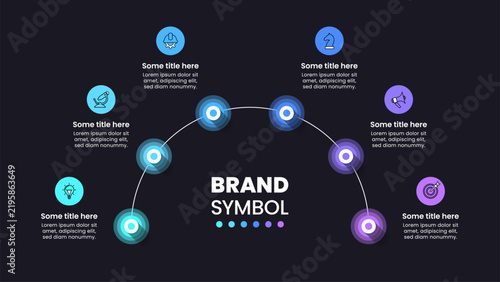 Infographic template. Semicircle with 6 steps and icons