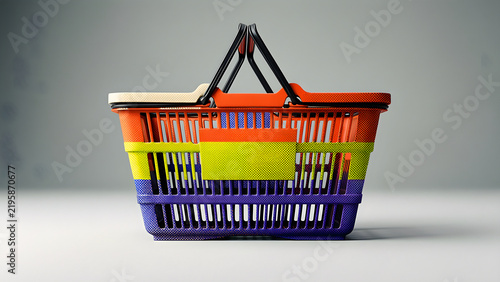 Obraz na płótnie One grocery basket compressed visibly between two broad opposing price-like colo