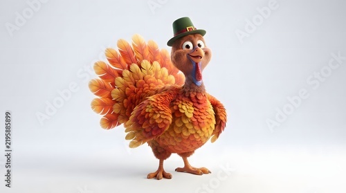 A charming animated turkey character stands proudly ready for a delightful thanksgiving celebration