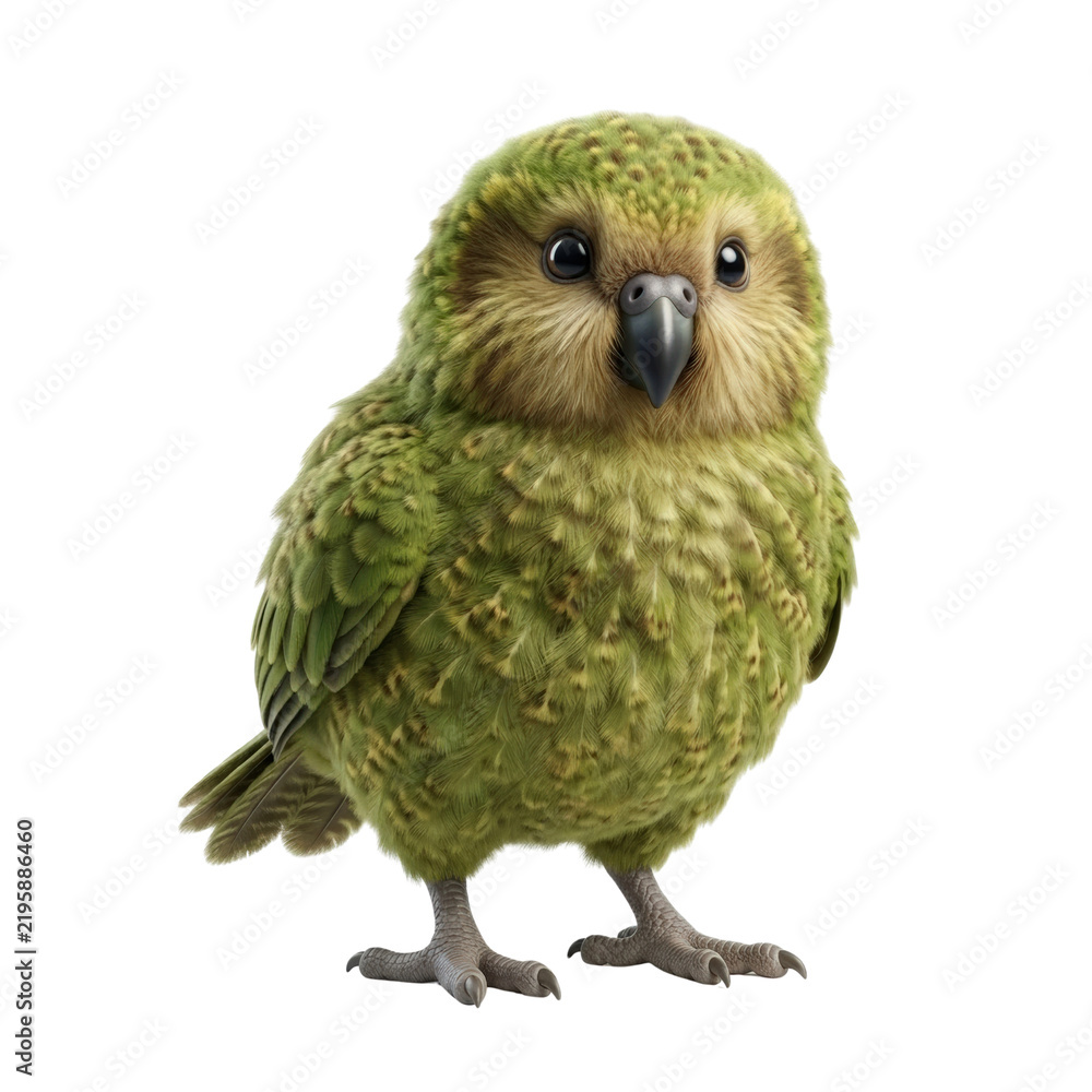 Fototapeta premium Cute kakapo parrot isolated on white background